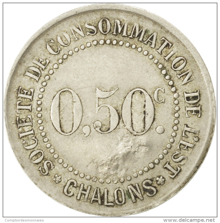 Châlons-sur-Marne, Société De Consommation, 50 Centimes "M", Elie 25.3var - Monétaires / De Nécessité