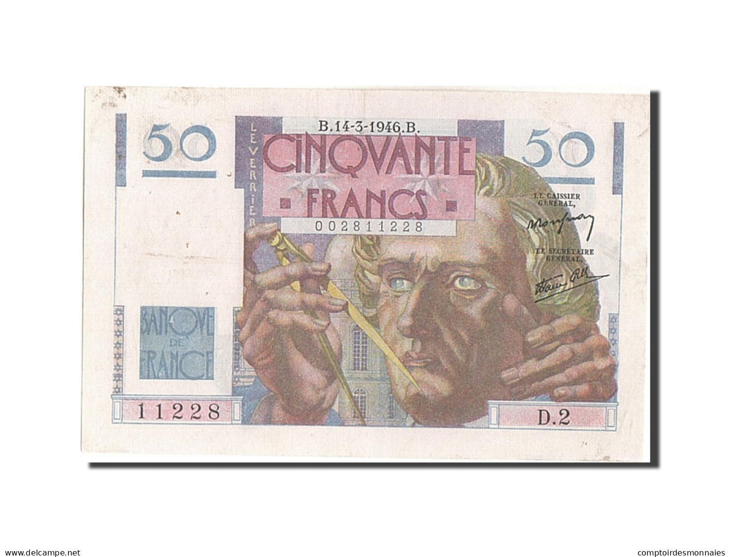 Billet, France, 50 Francs, 50 F 1946-1951 ''Le Verrier'', 1946, 1946-03-14 - 50 F 1946-1951 ''Le Verrier''