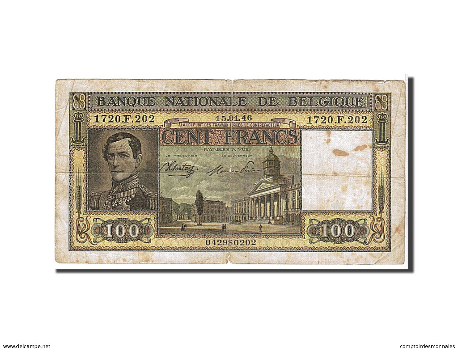 Billet, Belgique, 100 Francs, 1946, TB - 100 Francos