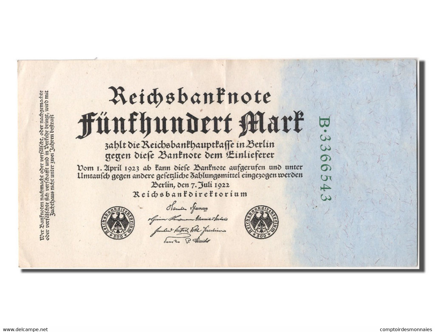 Billet, Allemagne, 500 Mark, 1922, 1922-07-07, SUP+ - 500 Mark