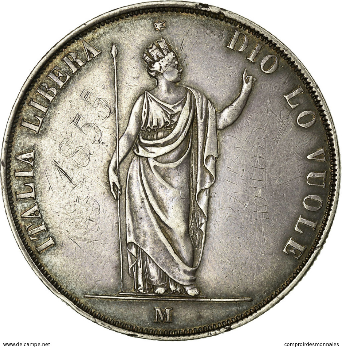 Monnaie, États Italiens, LOMBARDY-VENETIA, 5 Lire, 1848, Milan, TTB+, Argent - Lombardo-Veneto