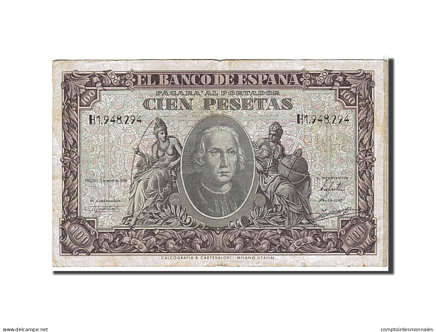 Billet, Espagne, 100 Pesetas, 1940, TTB - 100 Pesetas