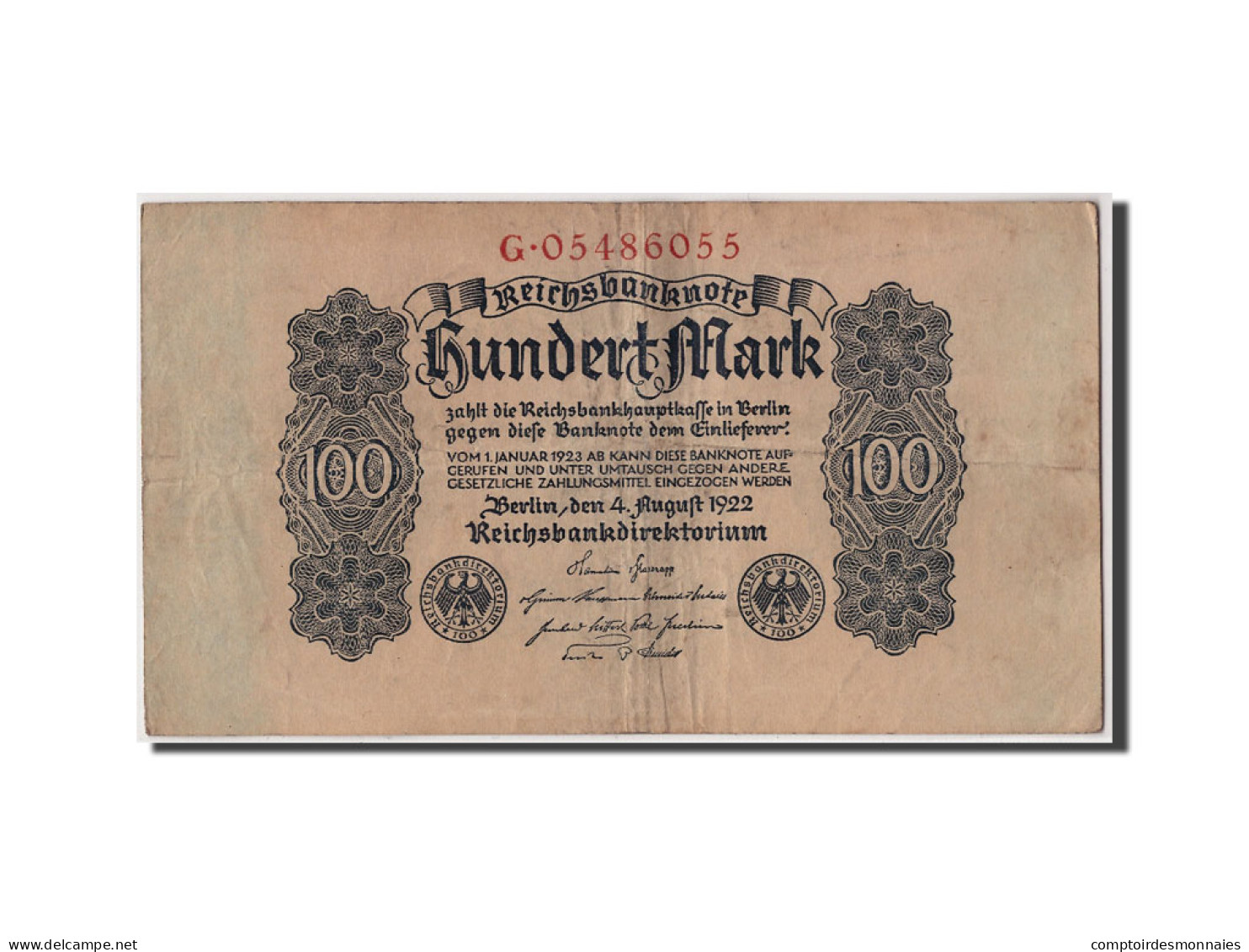 Billet, Allemagne, 100 Mark, 1922, 1922-08-04, TB+ - 100 Mark