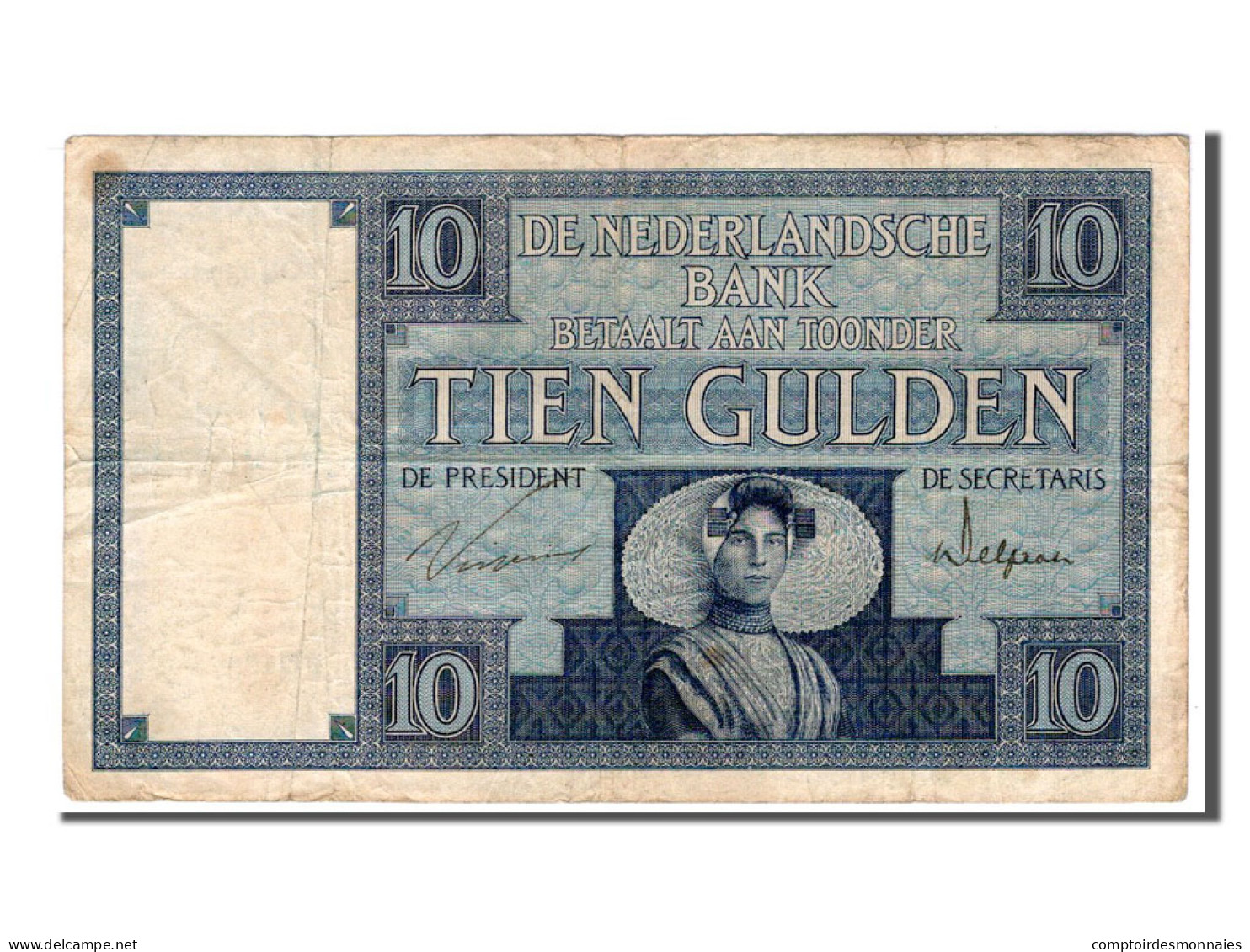 Billet, Pays-Bas, 10 Gulden, 1924, TB - 10 Florín Holandés (gulden)