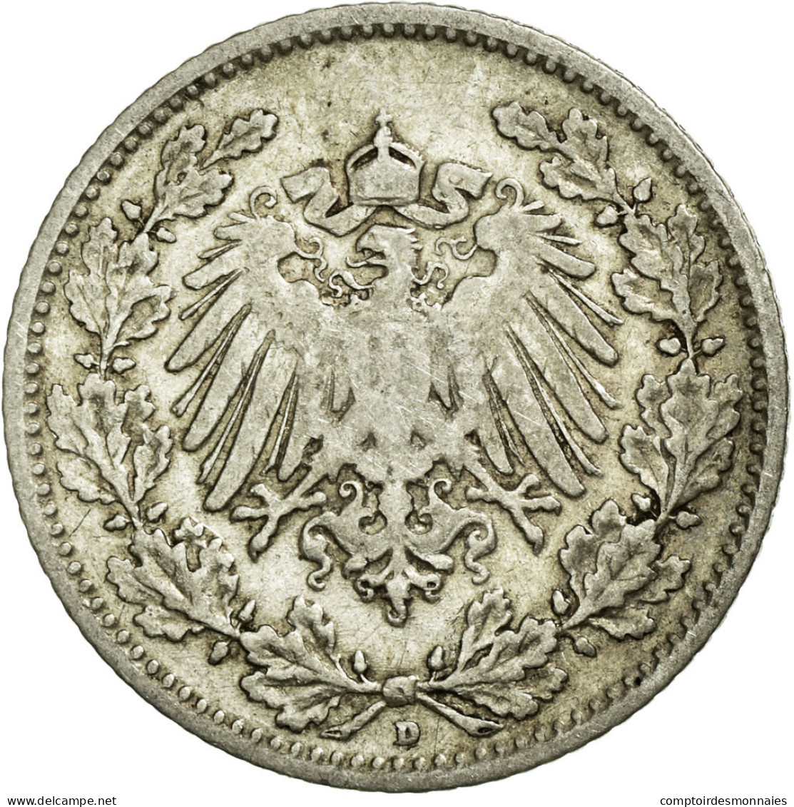 Monnaie, GERMANY - EMPIRE, 1/2 Mark, 1906, Munich, TB+, Argent, KM:17 - 1/2 Mark