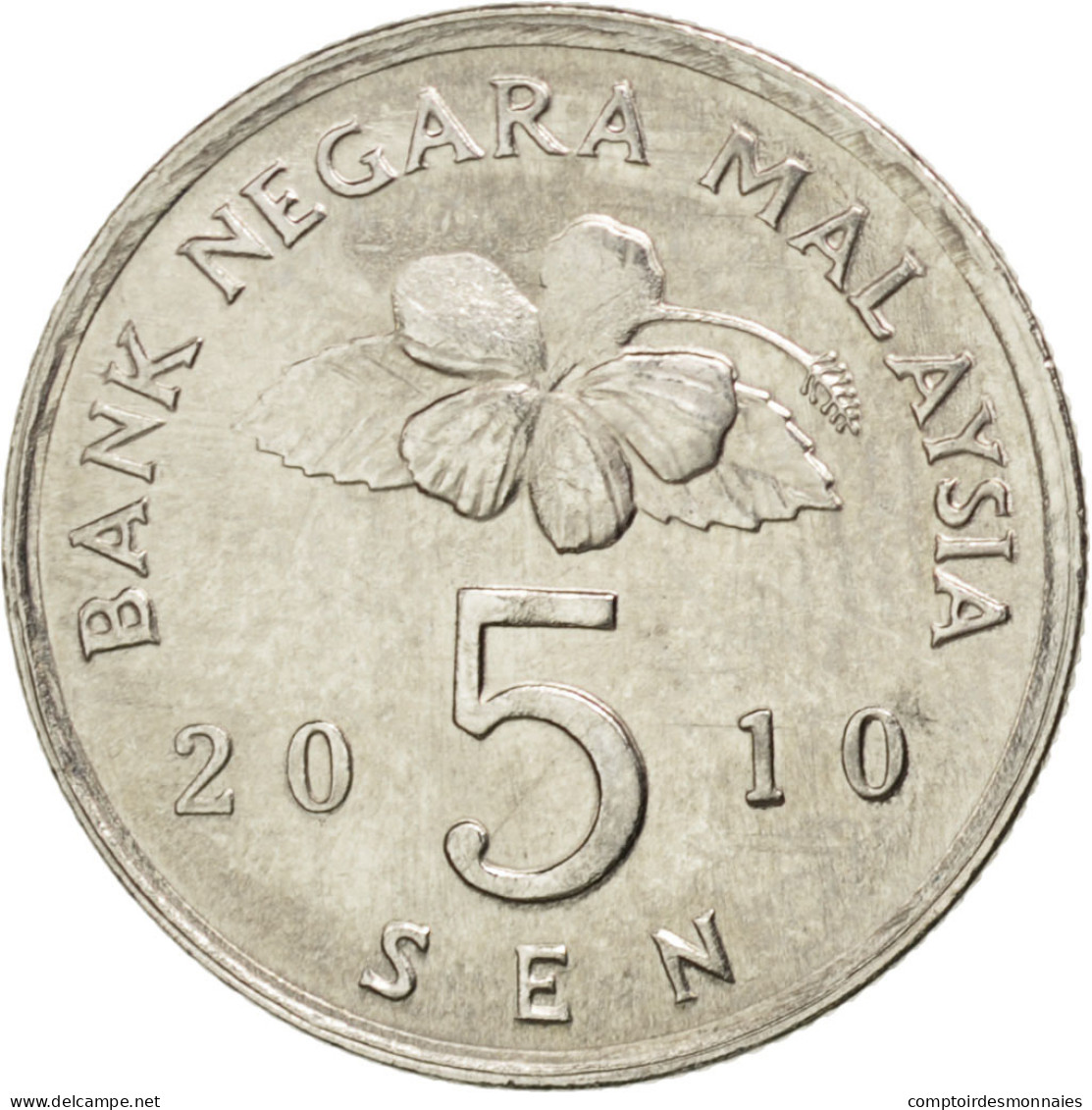 Monnaie, Malaysie, 5 Sen, 2010, SPL, Copper-nickel, KM:50 - Malaysie