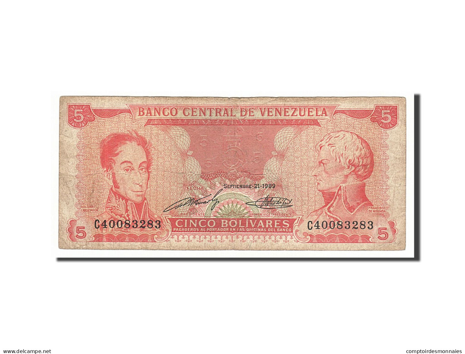 Billet, Venezuela, 5 Bolivares, 1983, 1989-09-21, B+ - Venezuela