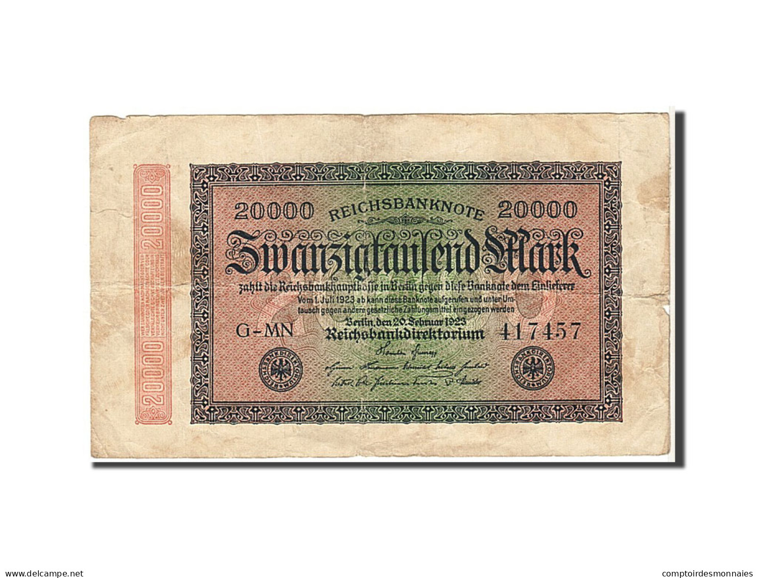 Billet, Allemagne, 20,000 Mark, 1923, TB - 20.000 Mark