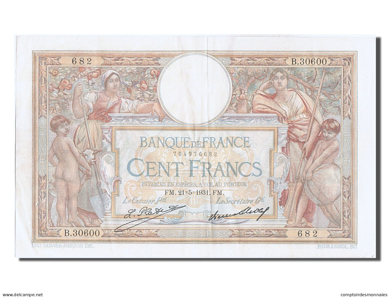 Billet, France, 100 Francs, 100 F 1908-1939 ''Luc Olivier Merson'', 1931 - 100 F 1908-1939 ''Luc Olivier Merson''