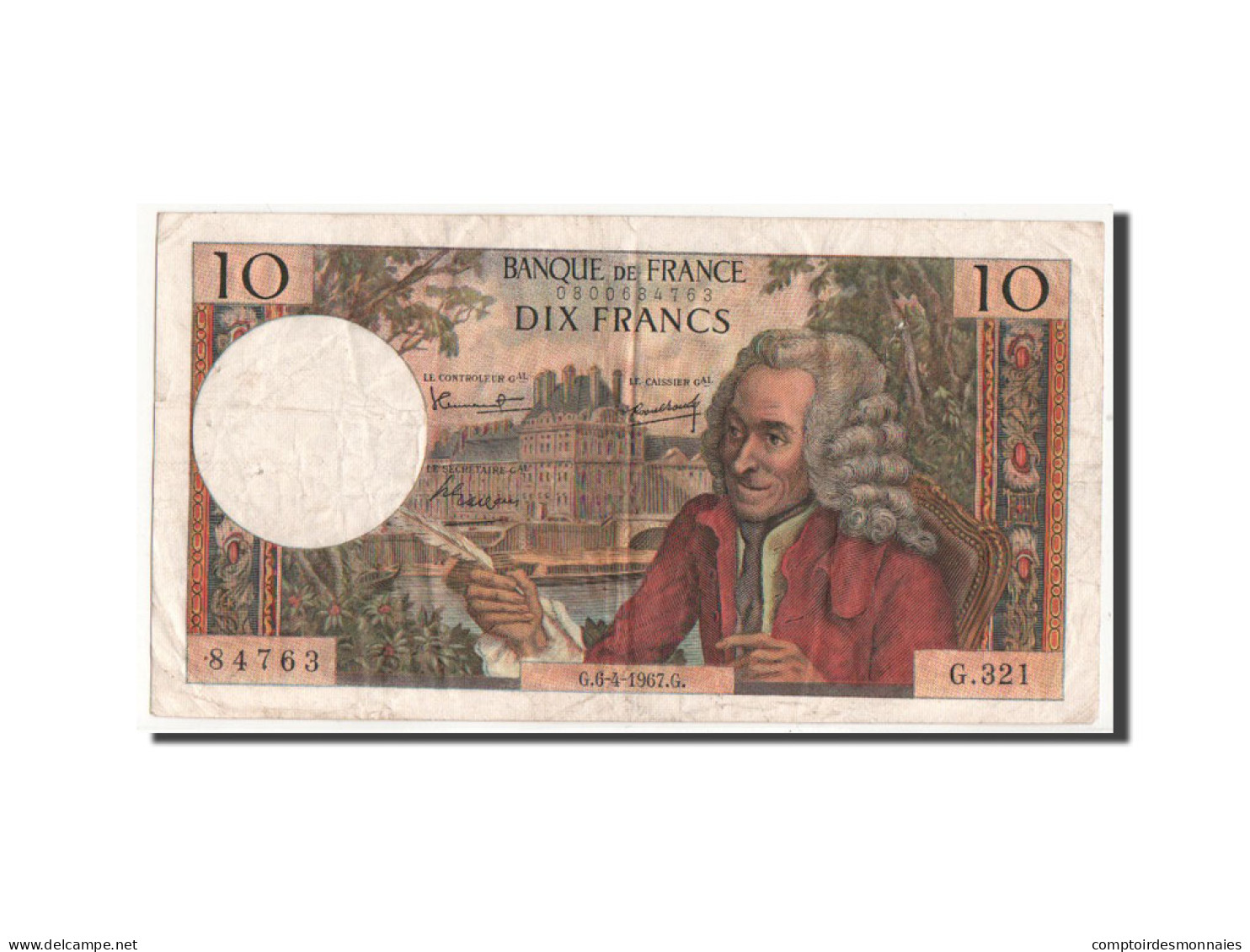 Billet, France, 10 Francs, 10 F 1963-1973 ''Voltaire'', 1967, TTB - 10 F 1963-1973 ''Voltaire''