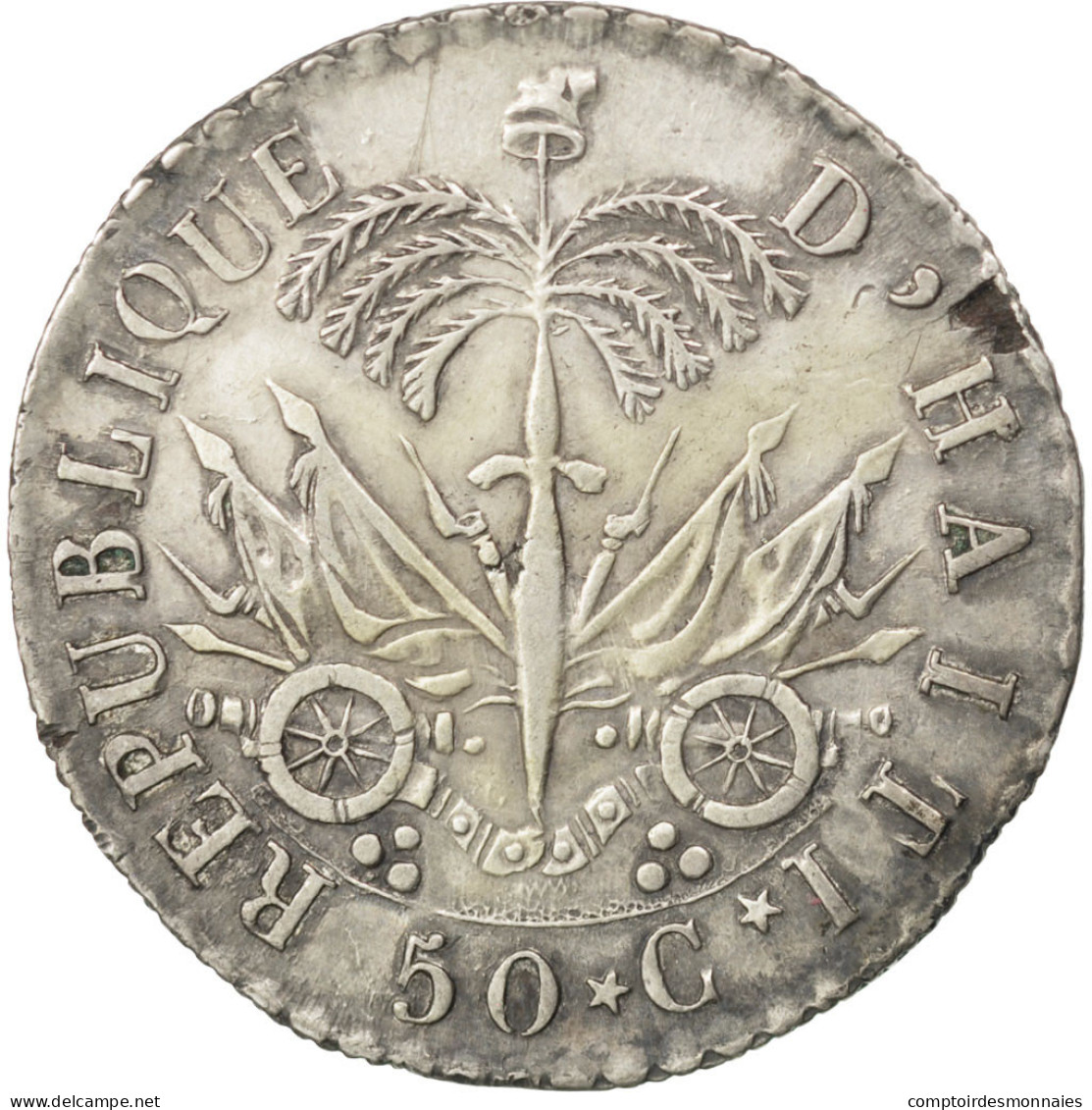 Monnaie, Haïti, 50 Centimes, 1828, SUP, Argent, KM:20 - Haiti