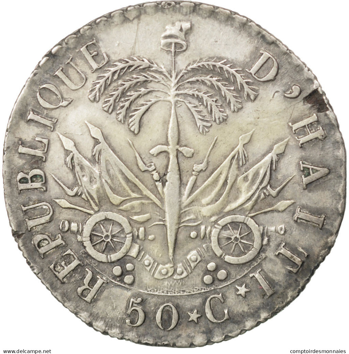 Monnaie, Haïti, 50 Centimes, 1828, SUP, Argent, KM:20 - Haïti