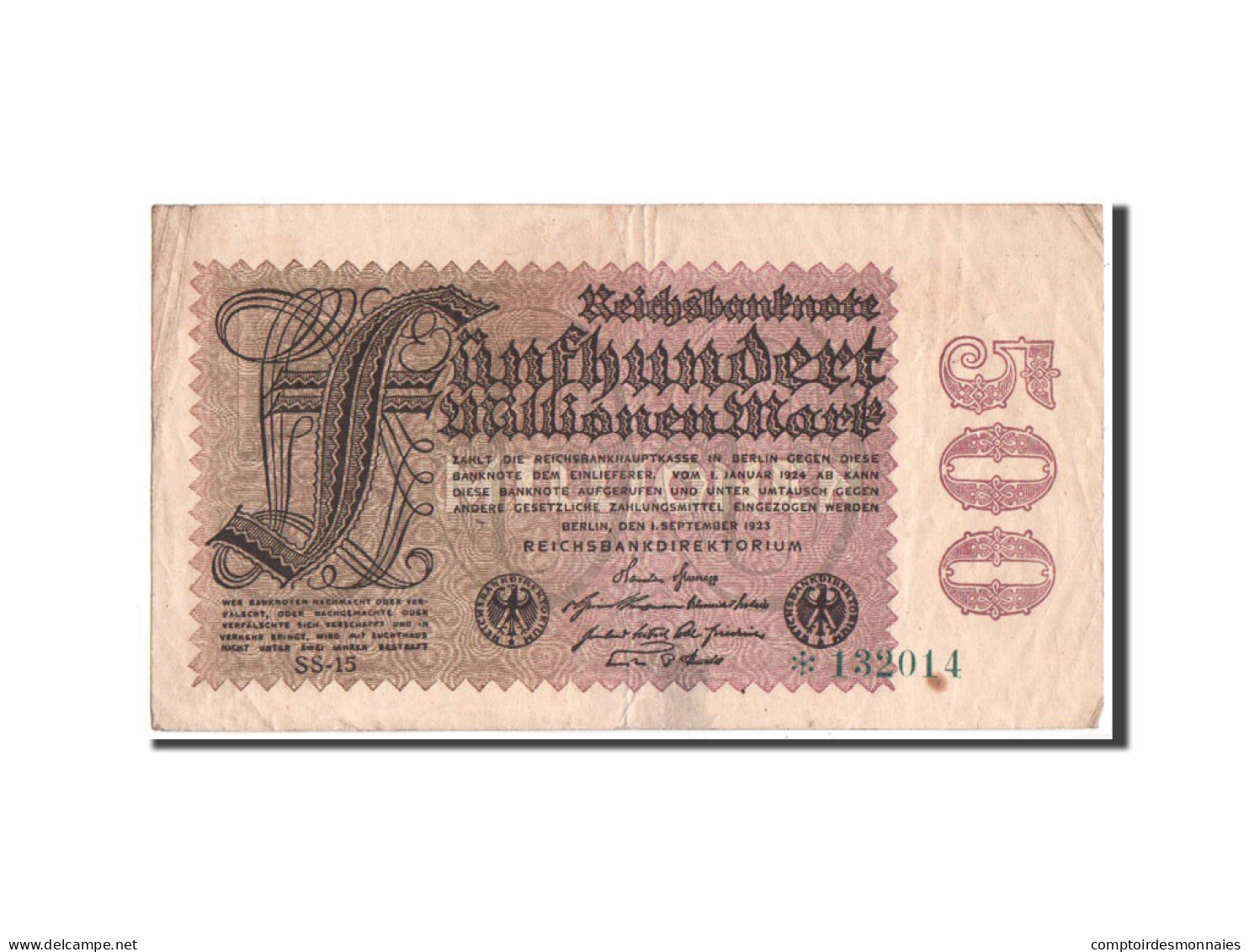 Billet, Allemagne, 500 Millionen Mark, 1923, TB - 500 Miljoen Mark