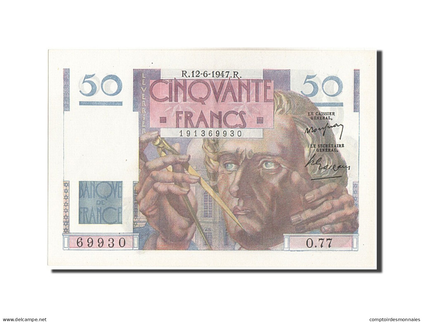 Billet, France, 50 Francs, 50 F 1946-1951 ''Le Verrier'', 1947, 1947-06-12 - 50 F 1946-1951 ''Le Verrier''