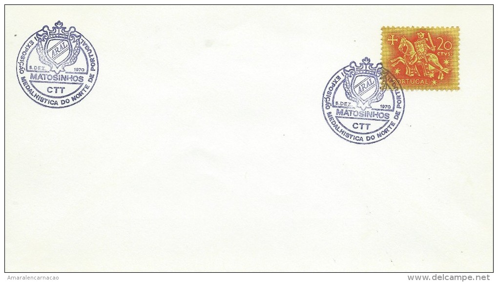 TIMBRES - STAMPS- MARCOPHILIE - PORTUGAL - I EXPOSITION MÉDAILLES DU NORD - CACHET  MATOSINHOS - 06-12-1970 - Postal Logo & Postmarks