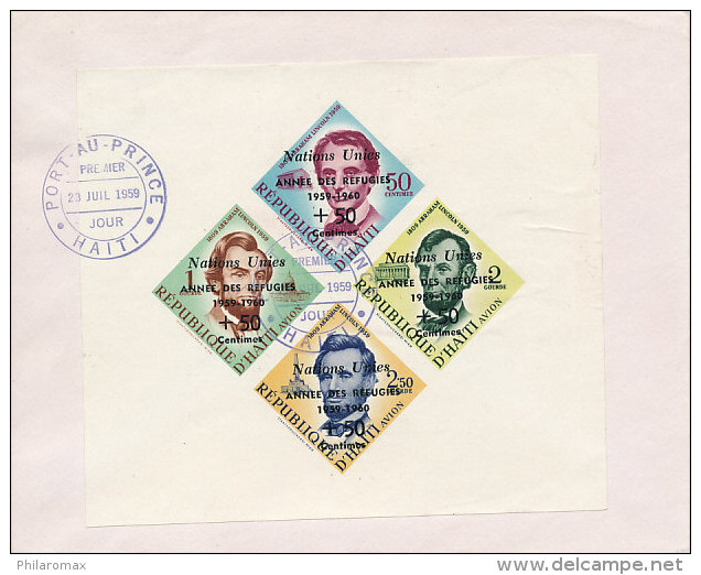 DREF242 - REFUGEES 1960 FDC HAÏTI IMPERFORATED BLOCK - FLÜCHTLINGE RÉFUGIÉS - Réfugiés