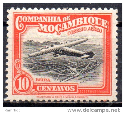 MOZAMBIQUE COMPANY 1935 Air. Armstrong-Whitworth Atalanta Airliner Over Beira - 10c. - Black And Red  MH - Mozambique