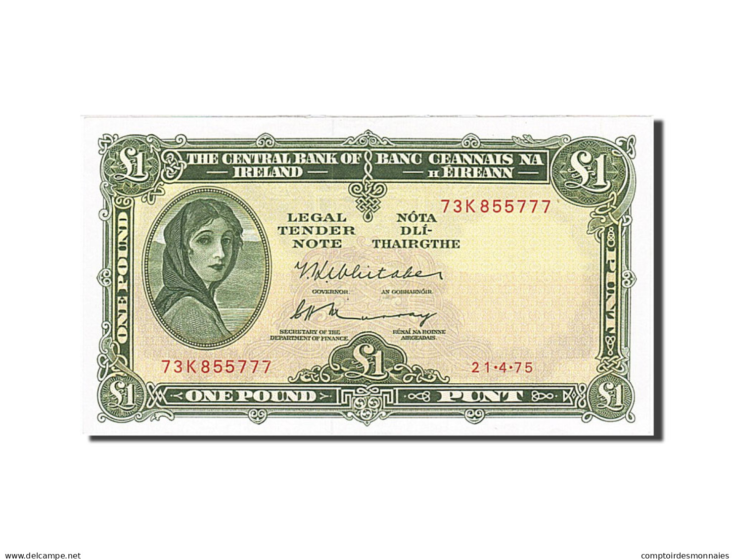 Billet, Ireland - Republic, 1 Pound, 1975, 1975-04-21, SPL - Ireland