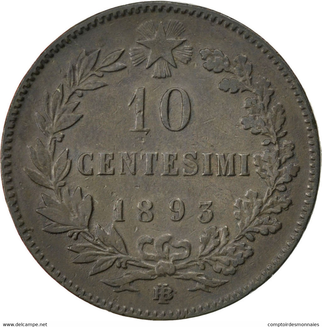 Monnaie, Italie, Umberto I, 10 Centesimi, 1893, Birmingham, TB, Cuivre, KM:27.1 - 1878-1900 : Umberto I.