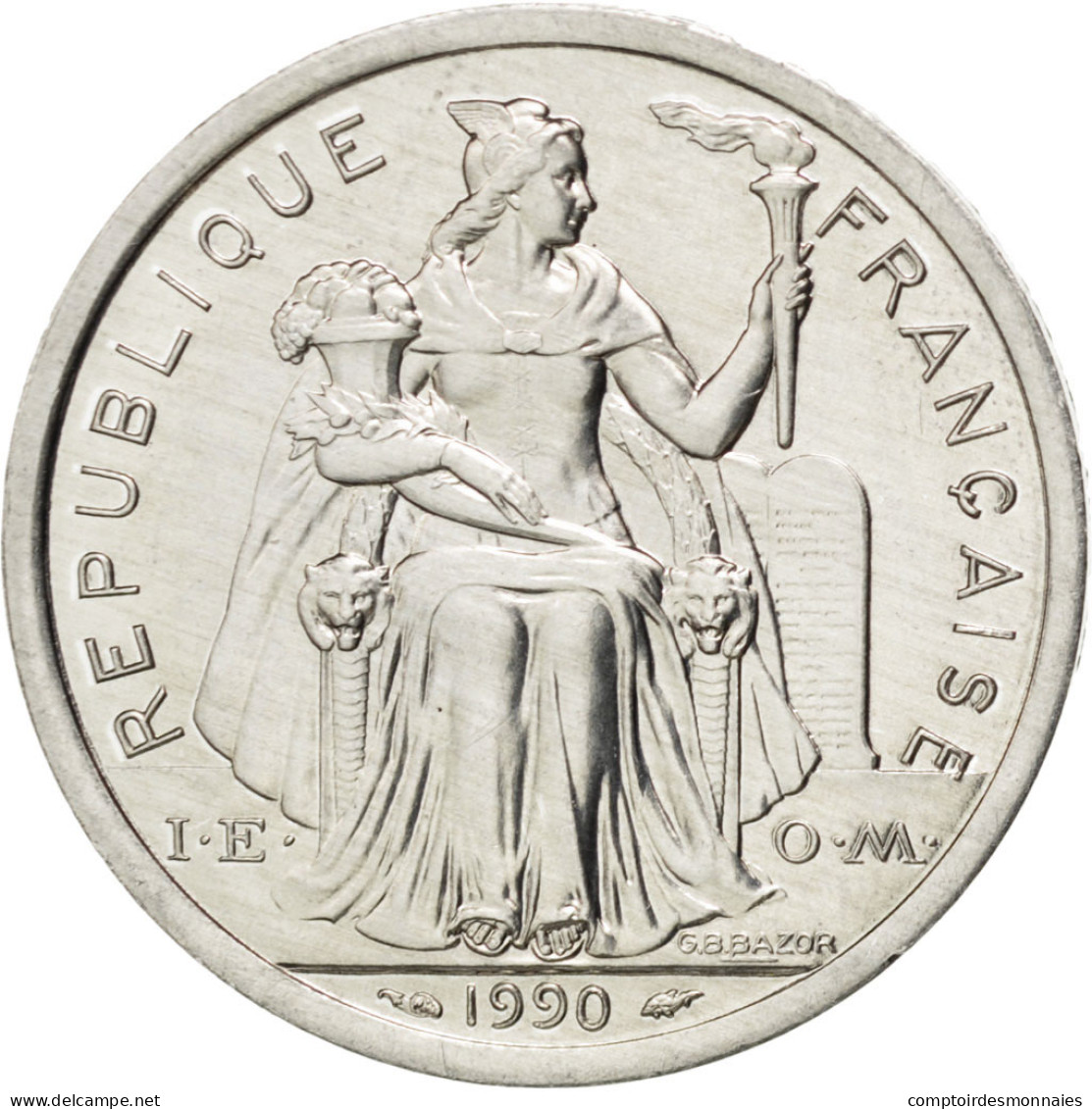 Monnaie, Nouvelle-Calédonie, 2 Francs, 1990, SPL+, Aluminium, KM:14 - Nouvelle-Calédonie