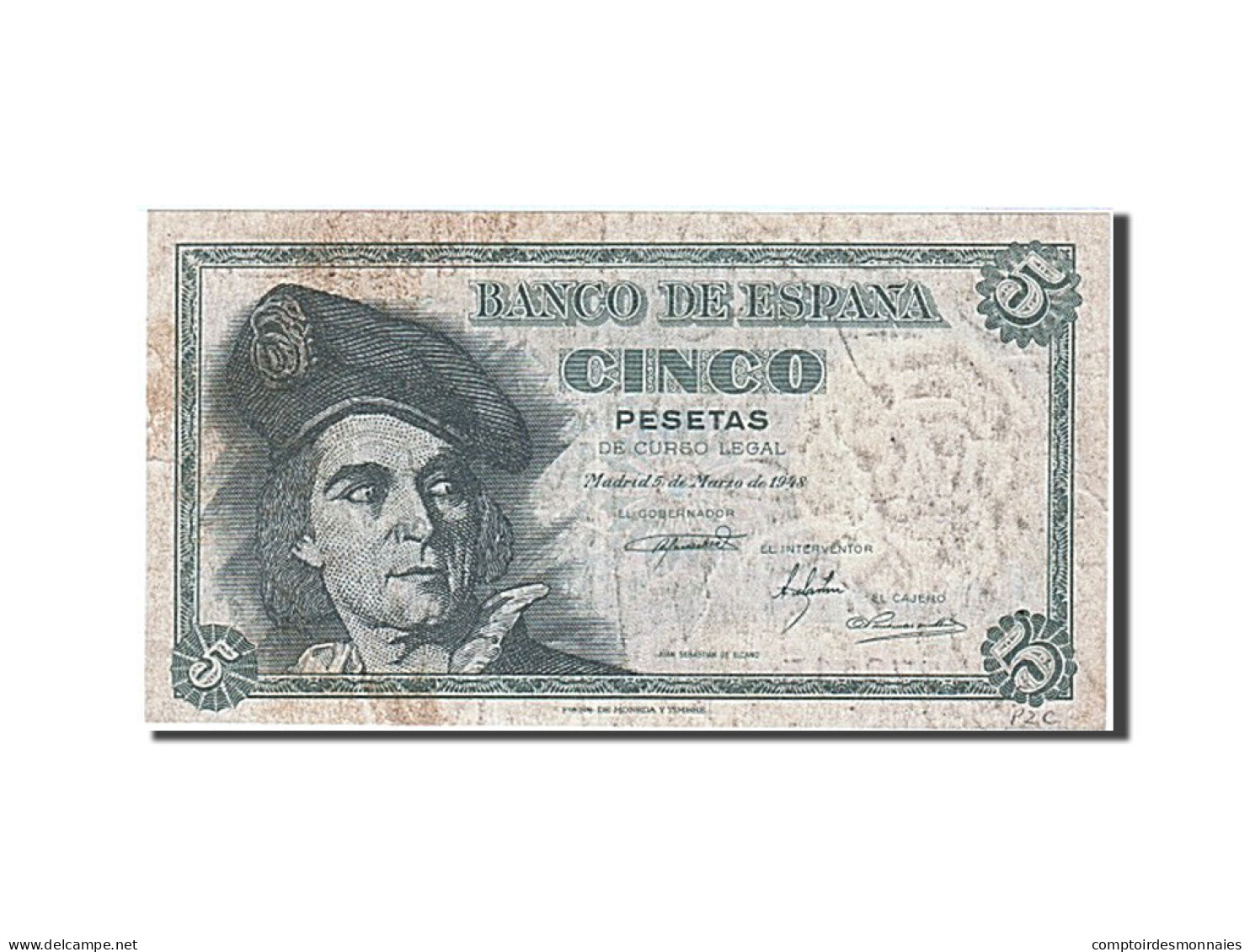 Billet, Espagne, 5 Pesetas, 1948, 1948-03-05, TB - 5 Pesetas