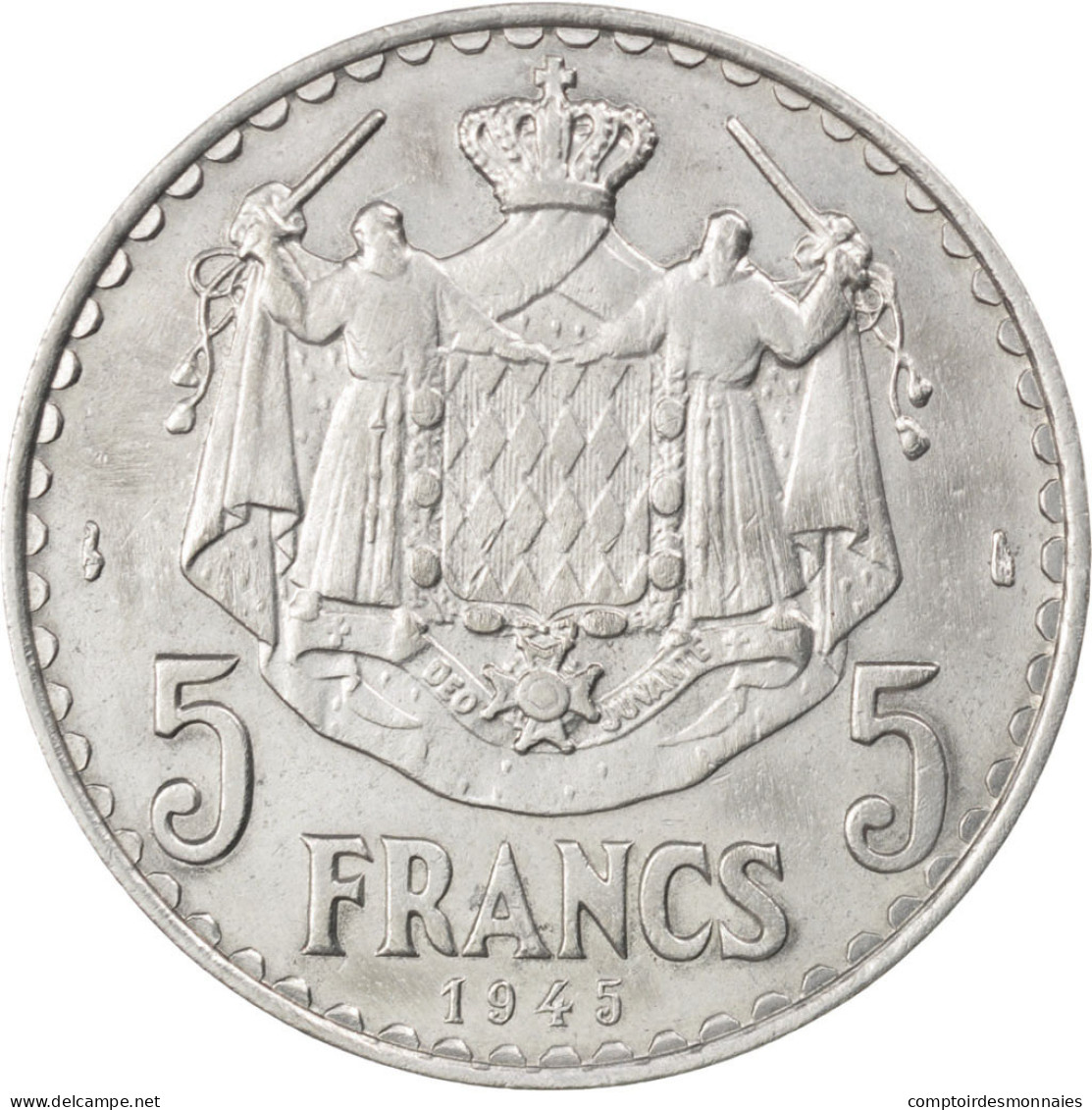 Monnaie, Monaco, Louis II, 5 Francs, 1945, TTB, Aluminium, KM:122, Gadoury:135 - 1922-1949 Louis II.