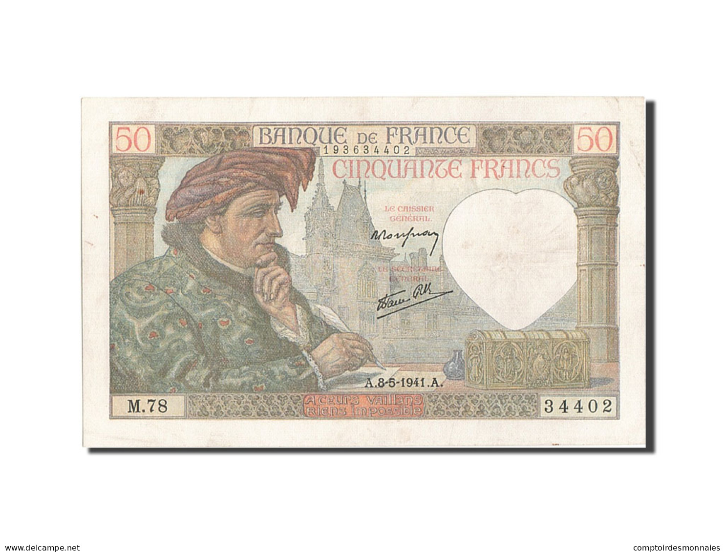 Billet, France, 50 Francs, 50 F 1940-1942 ''Jacques Coeur'', 1941, 1941-05-08 - 50 F 1940-1942 ''Jacques Coeur''