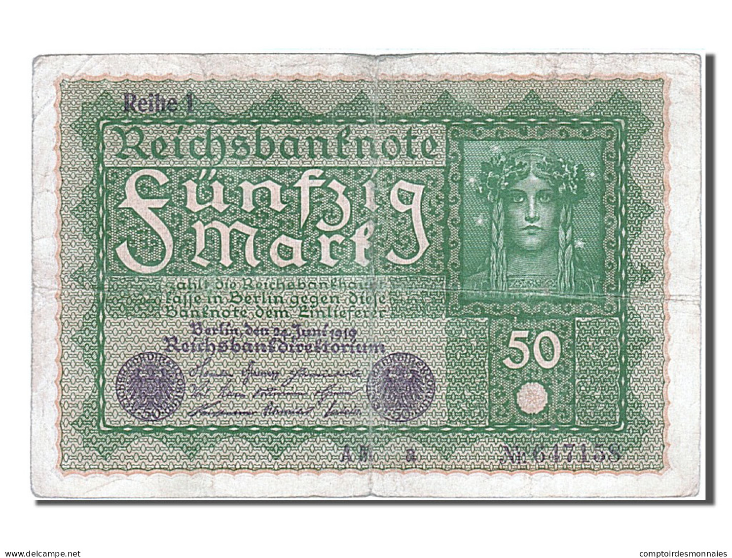 Billet, Allemagne, 50 Mark, 1919, 1919-06-24, TTB - 50 Mark