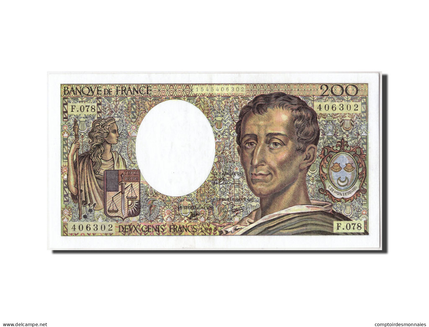 Billet, France, 200 Francs, 200 F 1981-1994 ''Montesquieu'', 1990, SUP - 200 F 1981-1994 ''Montesquieu''