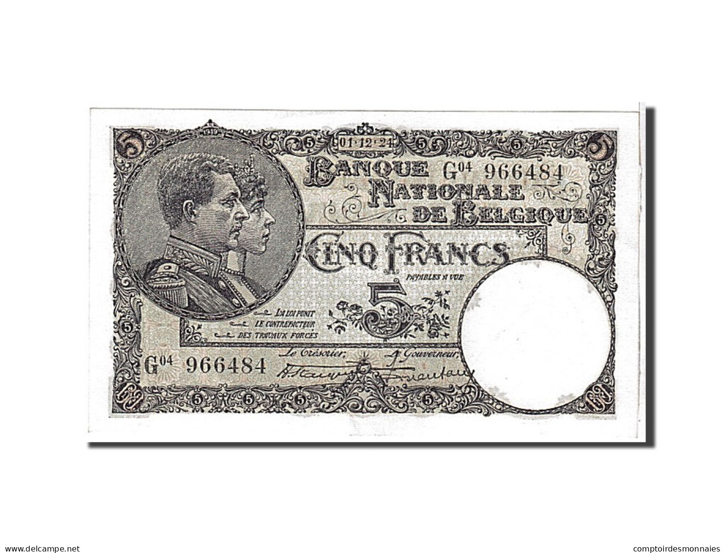 Billet, Belgique, 5 Francs, 1924, KM:93, SUP - 5 Francs