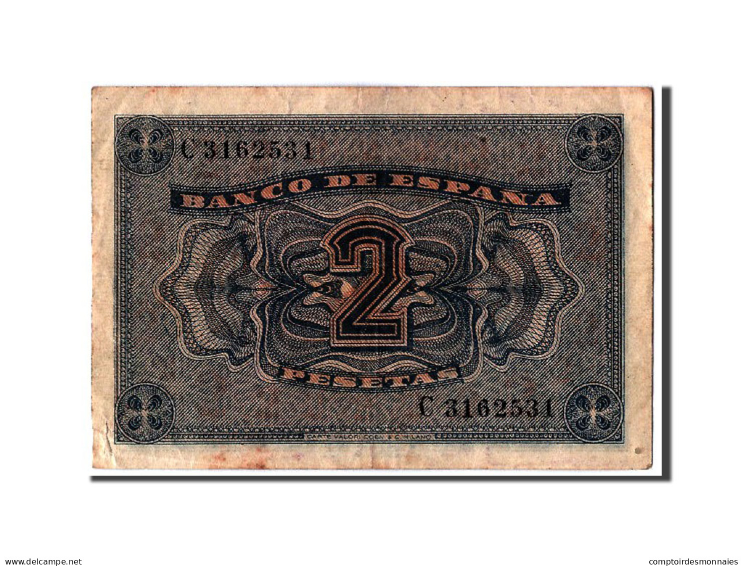 Billet, Espagne, 2 Pesetas, 1938, 1938-04-30, TTB - 1-2 Pesetas