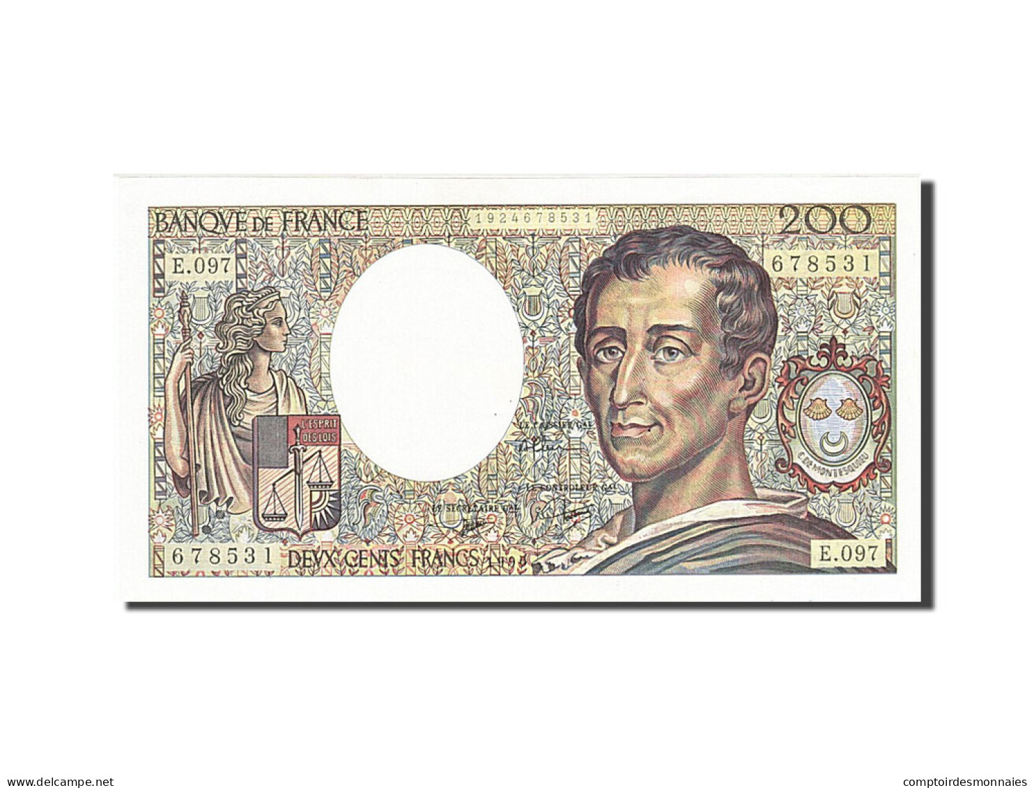 Billet, France, 200 Francs, 200 F 1981-1994 ''Montesquieu'', 1990, SPL - 200 F 1981-1994 ''Montesquieu''