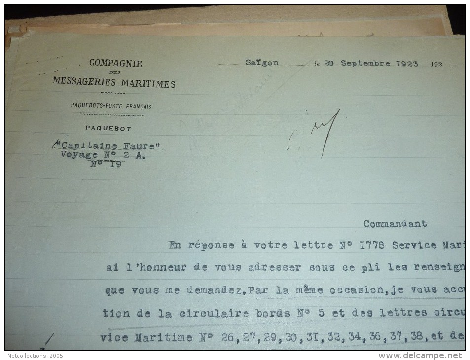 108 DOCUMENTS FEUILLE COPIE DE LETTRE TAPUSCRITE, MANUSCRITE MESSAGERIES MARITIMES ETAT DU MOSSOUL APRES SON TORPILLAGE