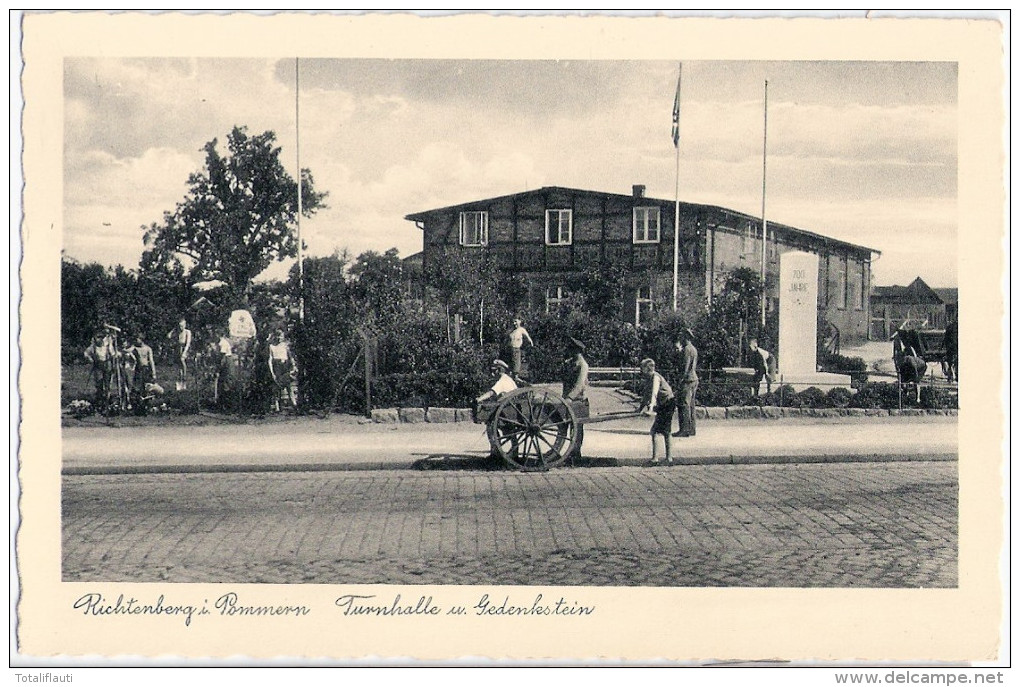 RICHTENBERG Pommern Turnhalle Mit Gedenkstein RAD Swastika Und 700 Jahre Jungvolk Im Einsatz Belebt 29.6.1938 - Greifswald