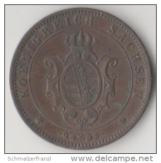 Kupfer ? Königreich Sachsen 5 Pfennig 1864 B Scheidemünze Scheide Münze Coin Piece Monnaie Kursmünze - Groschen & Andere Kleinmünzen