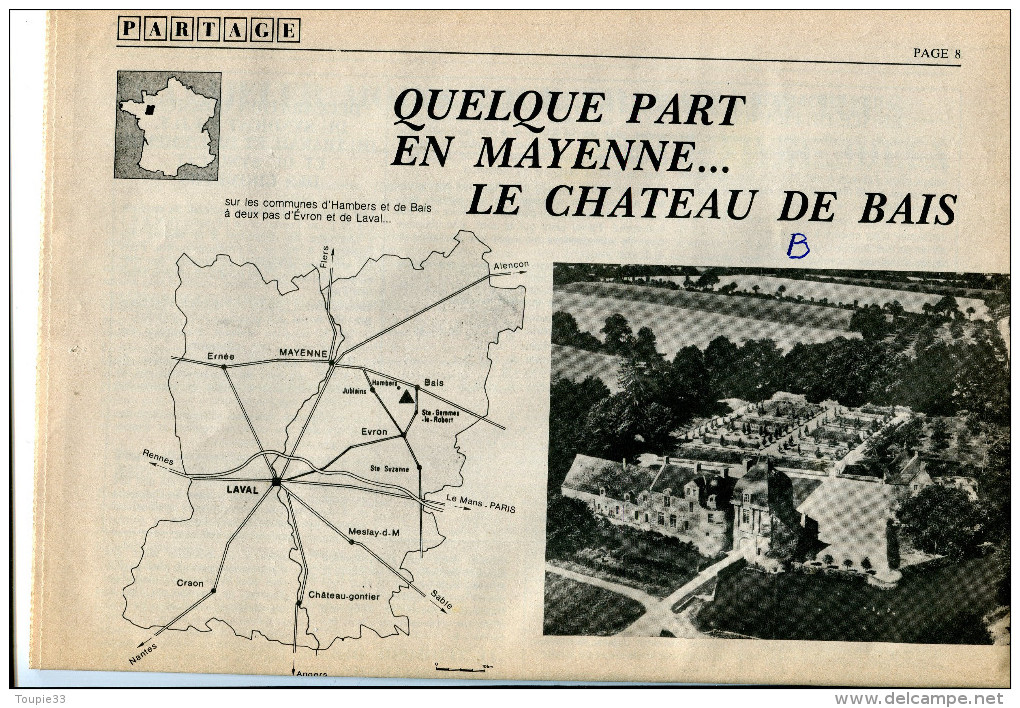 Partage  Revue Mensuelsur Le Chomage Et L'emploi  1985 Vue Sur Chateau De Bais - Politique Contemporaine