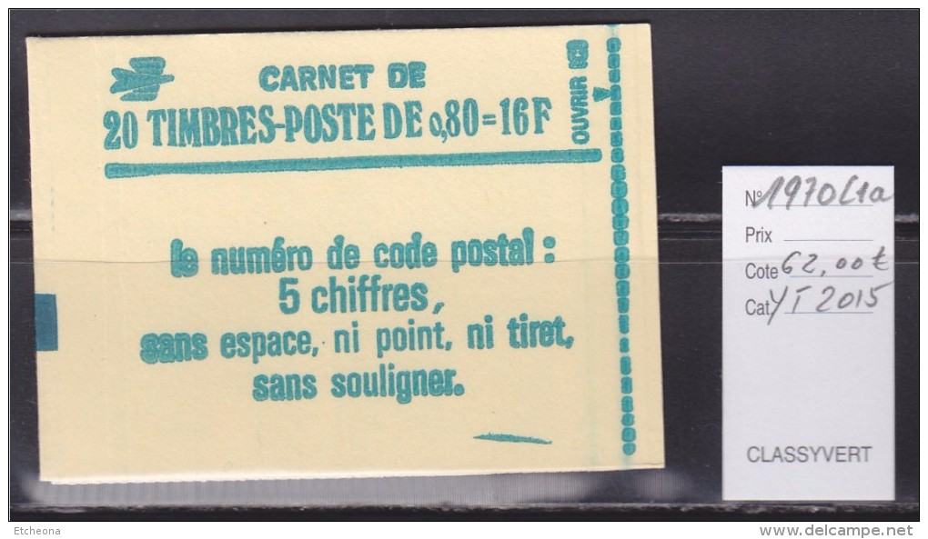 = Sabine De Gandon Carnet 1970-C1a Neuf 0.80 Vert Code Postal Un Trait Vert Sur Couverture - Autres & Non Classés