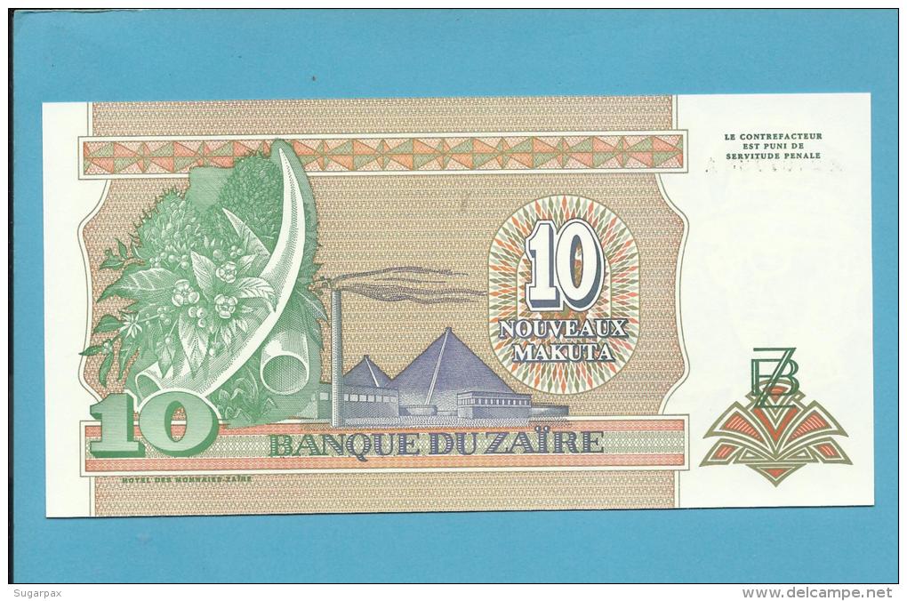 ZAIRE - 10 NOUVEAUX MAKUTA - 24/06/1993 - Pick 49 - Sign. 9  - UNC. - Mobutu - 2 Scans - Zaire