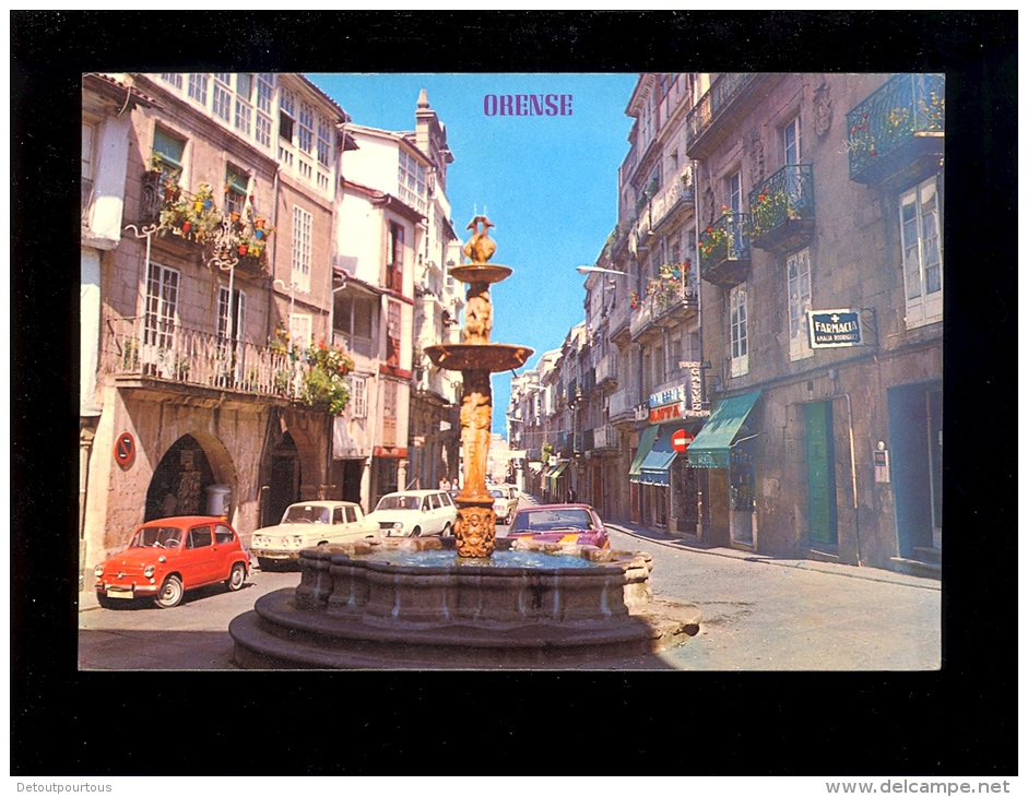 ORENSE Galicia : Plaza De Hierro 1987 / Auto Seat (fiat) 600 Renault R8 R12/ Farmacia Amalla Rodriguez - Orense