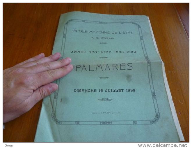 CB5 Palmarès Scolaire Quiévrain 1939 élèves Thulin Roisin Hensies Hornu Baisieux Audregnies Etc Etc - 0-6 Ans