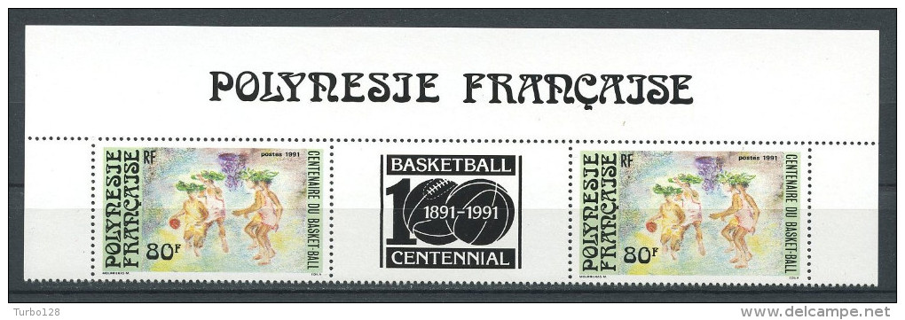 POLYNESIE 1991 N° 382A Neuf ** =  MNH  Bande Non Pliée Superbe Cote 6,50 € Sports Basket-ball Scène De Match - Neufs