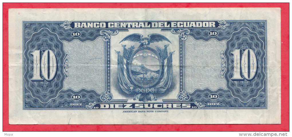 Equateur 10 Sucre 08/04/1959 TRES RARE (Inconnu Sur World Paper Money Et Delcampe) ERREUR DE  DATE Etat - Ecuador