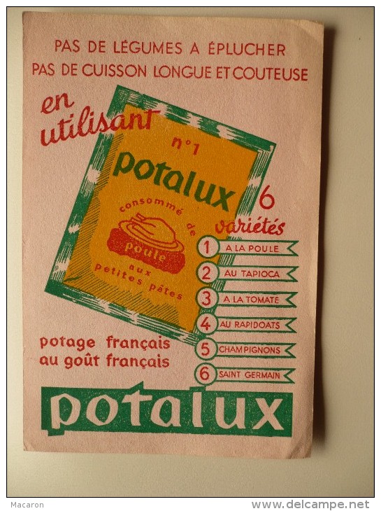 BUVARD POTALUX N°1 Consommé De Poule Aux Petites Pâtes. Années 50.Très Bon Etat. SOUPES POTAGES - Soups & Sauces