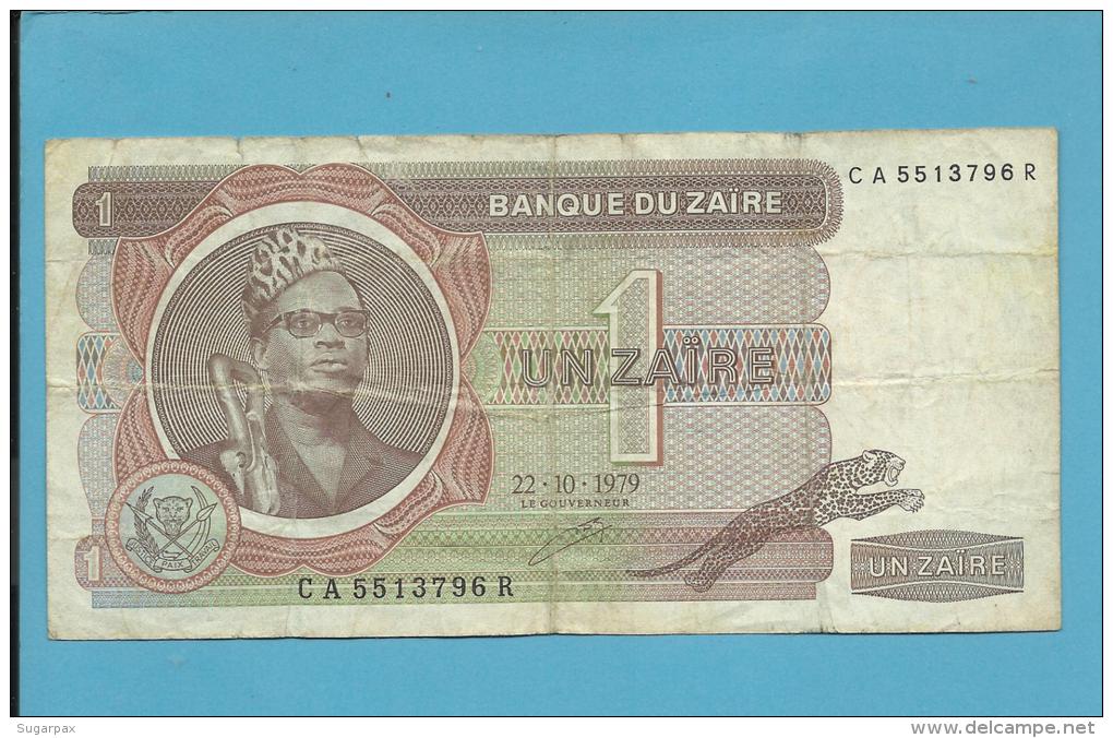 ZAIRE - 1 ZAIRE - 22/10/1979 - Pick 19.a - Sign. 5 - Mobutu - 2 Scans - Zaire