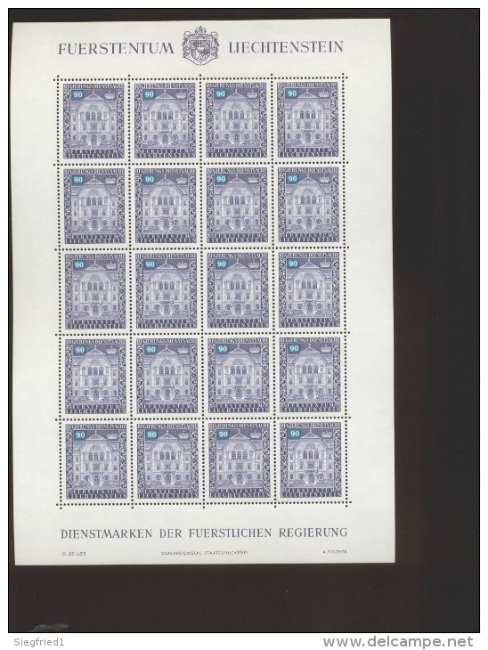 Liechtenstein ** 57-68 Dienstmarken 1976 Kleinbogen ungefaltet
