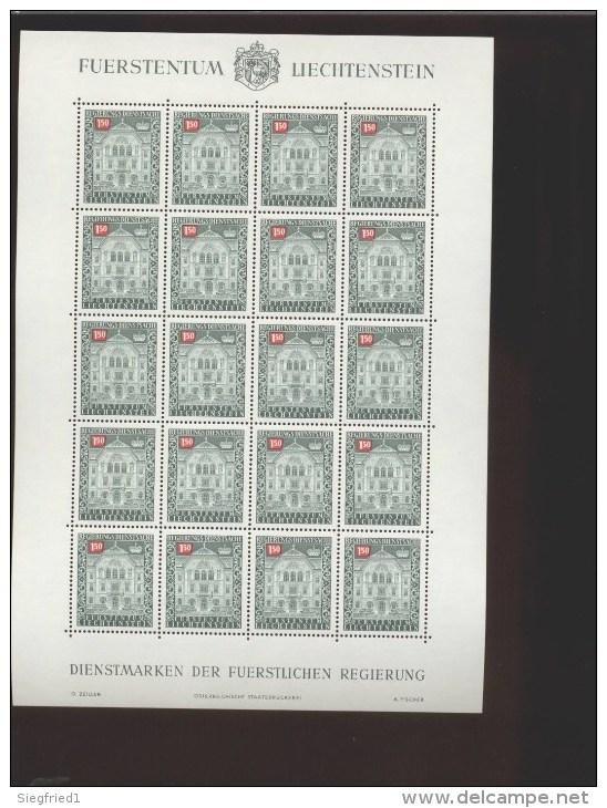 Liechtenstein ** 57-68 Dienstmarken 1976 Kleinbogen ungefaltet