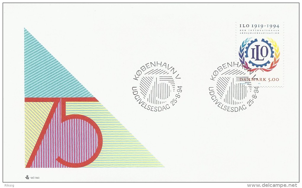 ILO    75th Anniv.    Fdc.  Denmark.  # 443 # - OIT