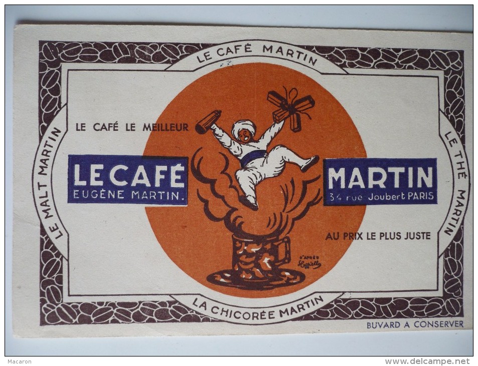 BUVARD Chicorée Le CAFE MARTIN La CHICOREE MARTIN. Années 50. TRES BON ETAT. MALT THE FAKIR - Café & Thé