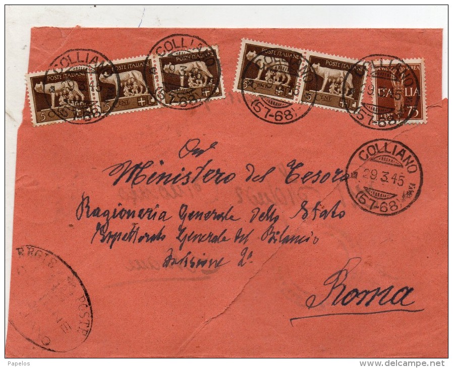 1945 LETTERA CON ANNULLO COLLIANO SALERNO - Luftpost