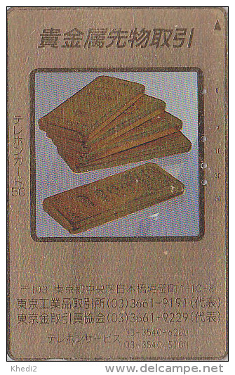 Télécarte Dorée Japon - MONNAIE - LINGOT D´OR / CREDIT SUISSE - MONEY GOLD INGOT Japan Phonecard SCHWEIZ - COIN 100 - Sellos & Monedas